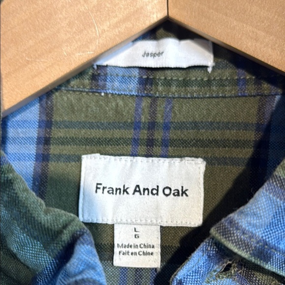 Frank & Oak Green and Blue Plaid Men's Shirt Size Large - Picture 3 of 7